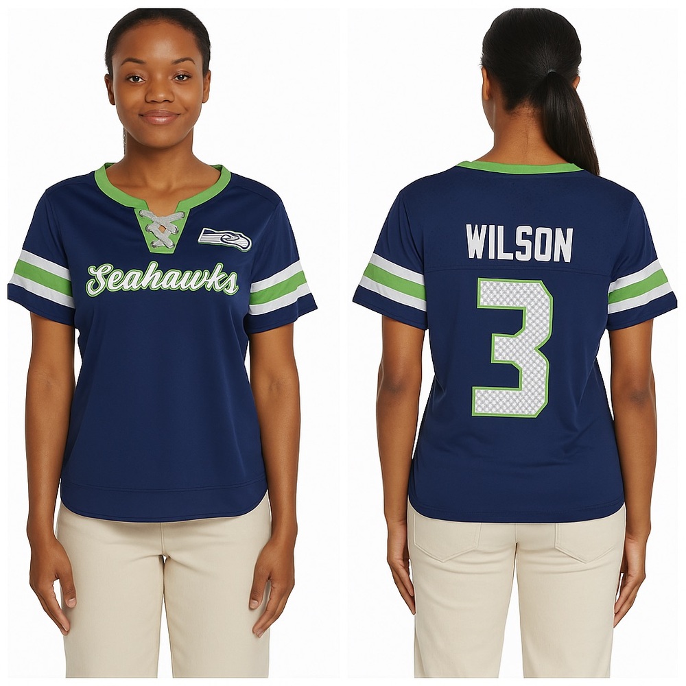 Fanatics Seattle Seahawks Russell Wilson #3  Lace-Up Jersey-Size Medium NWT